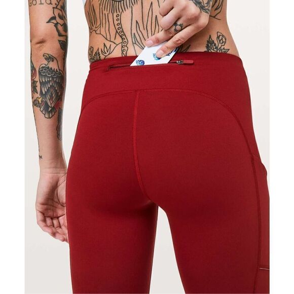 Lululemon Women’s Speed Up Crop *21" Dark Sport Red - Picture 5 of 16